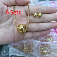 6 sets tiny necklaces and earrings fashion jewelry set french jewelry set 18k gold plated party chain necklace wholesale price