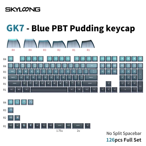 Skyloong PBT синий пудинг 126 шт. колпачки для клавиатуры Механическая клавиатура Набор колпачков для клавиш для настольного компьютера эргономичная пустая колпачок для клавиатуры ноутбука Bakclit
