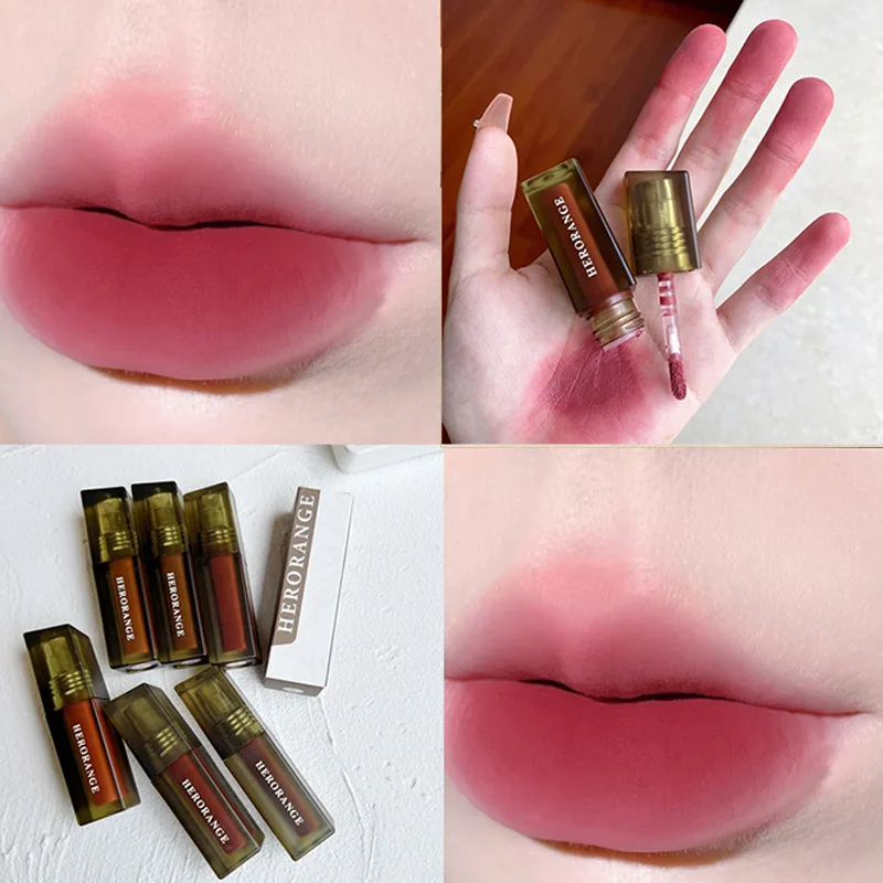 

Latte Drifting Fog Nude Lipglaze Matte Velvet Lipmud Moisturize Red Lip Tint Lipstick Makeup Longlasting Non-Stick Cup Lipgloss