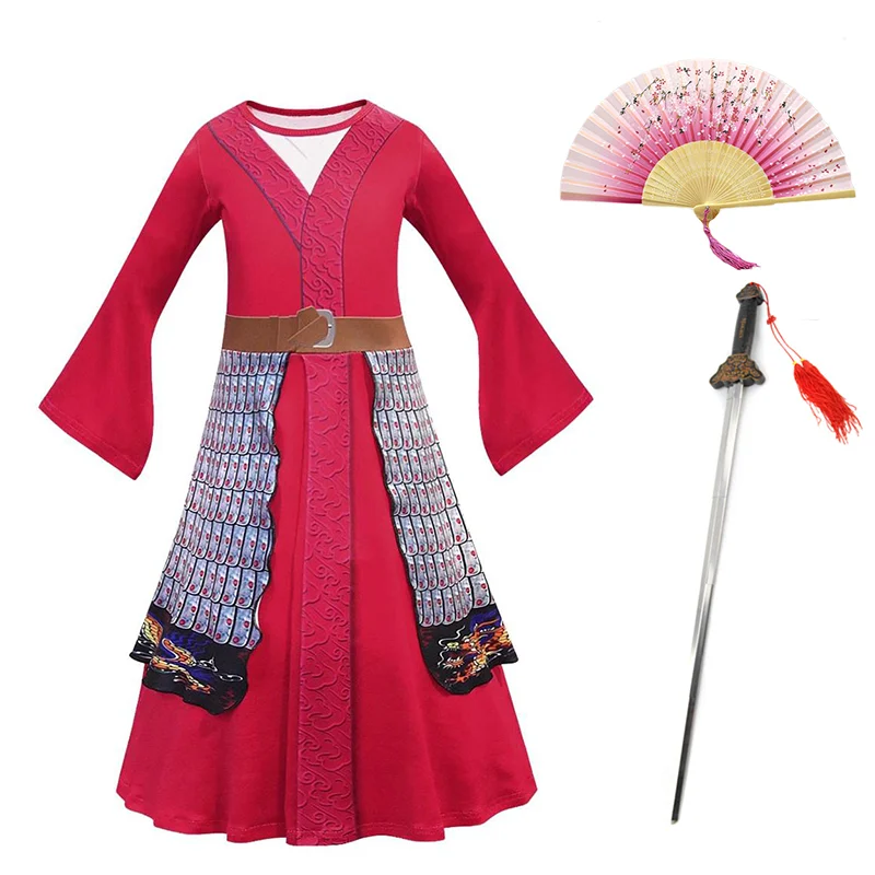 Mulan Cosplay Costume Kids Clothes Movies Hua Chinese Child Traditional Clothing Birthday Carnival Party Dresses for Girls