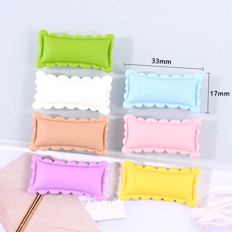 

10pcs Macaroon Kawaii Resin Pillow Craft Supplies Embellishments Material Planar Flatback Scrapbook Mini Figurine Cabochon Diy