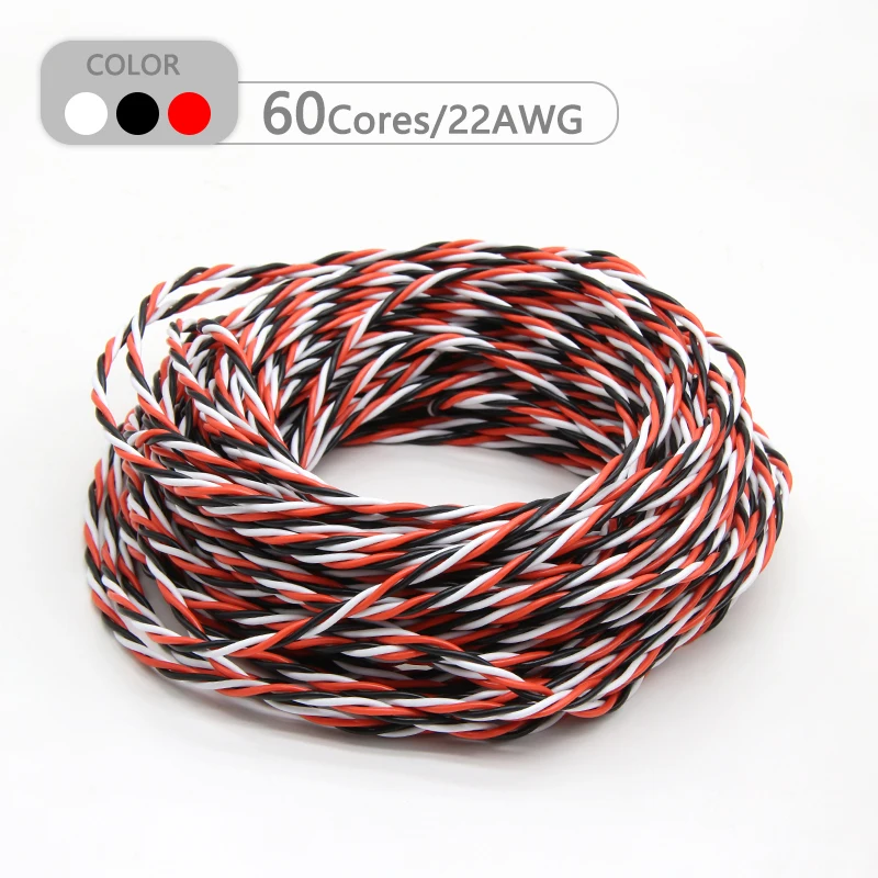 Фото 5/10/20 м 22AWG 26awg 30/60 сердечник 3-ходовой поворотный удлинитель сервопривода JR Futaba витой провод для радиоуправляемой модели №5