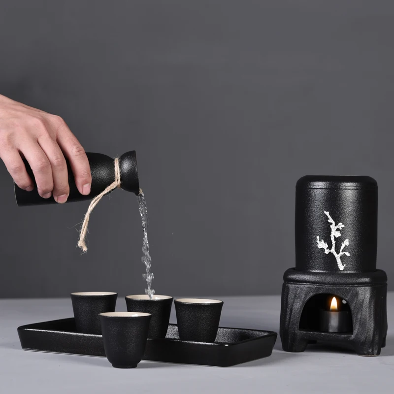 

christmas Wine cooler black hot wine Japanese style wine cup hot wine pot household wine cup ceramic wine maker liquor sak