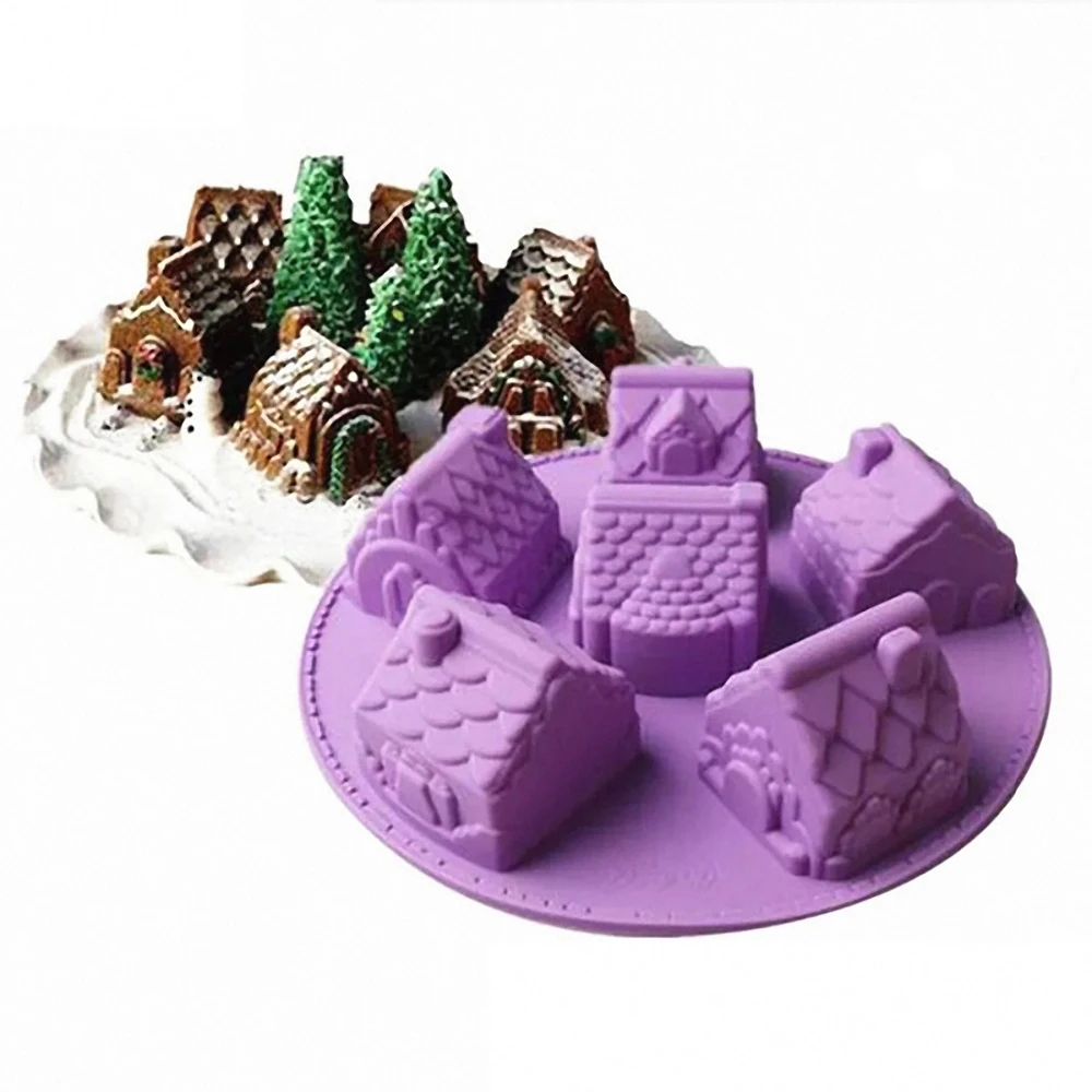 

6 Holes Small House Silicone Cake Mold Chocolate Candy Cake Cookie Ice Cube DIY Desserts Baking Mousse Moulds Bakeware