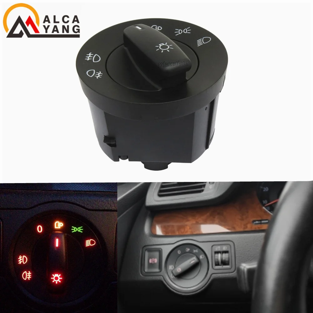 

For VW Golf Jetta MK5 MK6 GTI Passat B6 B7 CC Touran Caddy Tiguan Chrome Headlight Switch Add Auto Function 5ND941431B