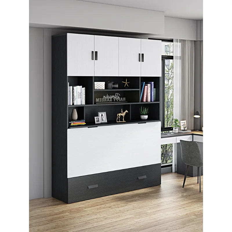 

Folding bed cabinet, small household invisible bed, desk and bookshelf combination, multi-functional wall bed and bookshelf