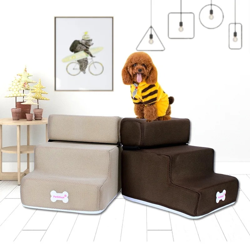 

Dog stairs pet ladder sponge steps small dog Teddy gets on the sofa and goes to bed