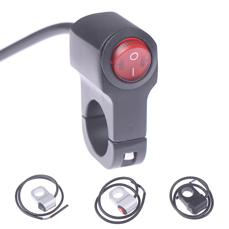

MoFlyeer Motorcycle 7/8" 16A Waterproof Aluminium Alloy Switches 22mm Handlebar Headlight Switch and 3 Wires with Red Led Light