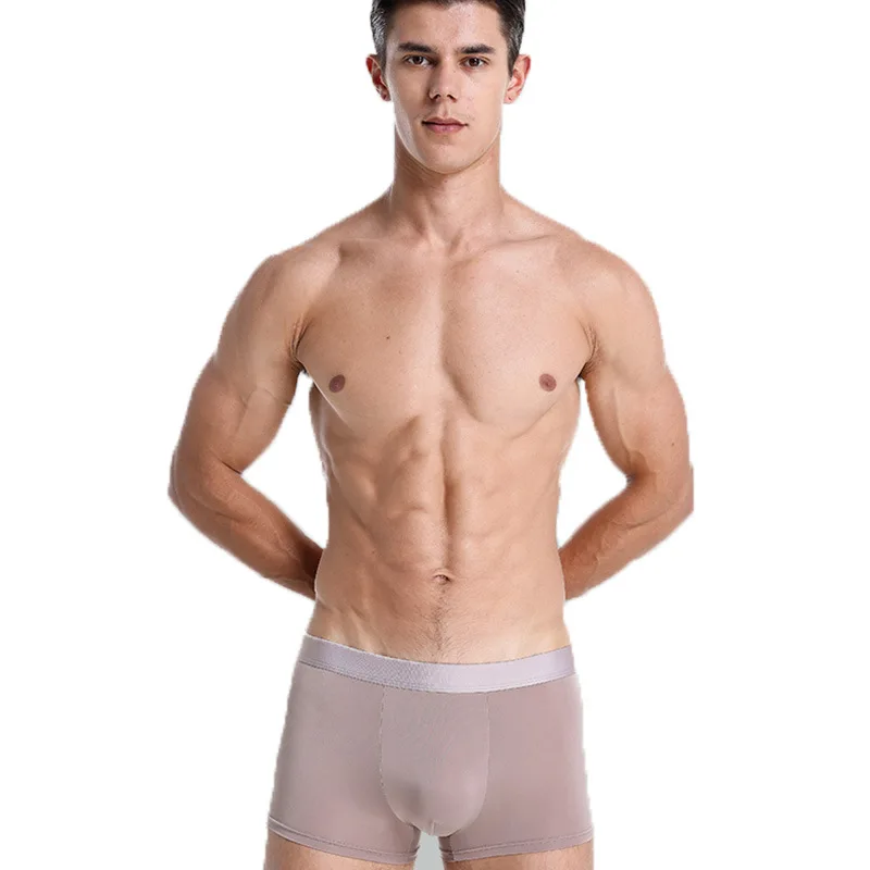 12PCS Antibacterial Ice Silk Male's Underwear Men's Seamless Breathable Boxer Pants Large Size Cotton Crotch Boxers Underpants