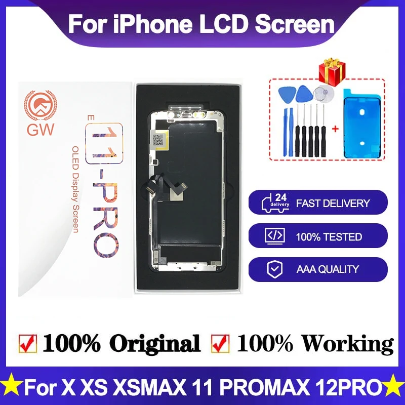 OLED-экран GW для iPhone X OLED XS Max 11 PRO ЖК-дисплей с сенсорным экраном и дигитайзером в