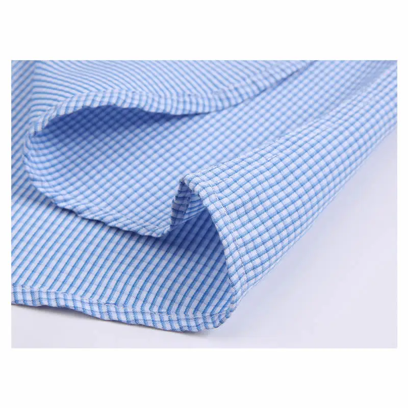 Мужская рубашка в клетку с короткими рукавами деловая полоску белая или синяя