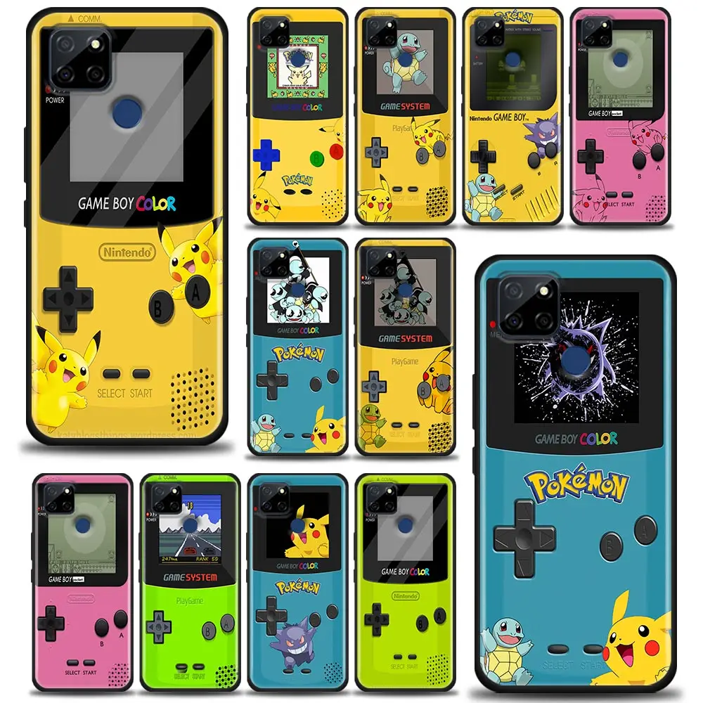 

For Realme C1 C2 C21Y C25 C12 Case Silicone Back Cover GameBoy Pokemon Pikachu Phone Case For OPPO Realme GT 5G GT2 Neo2 Coque