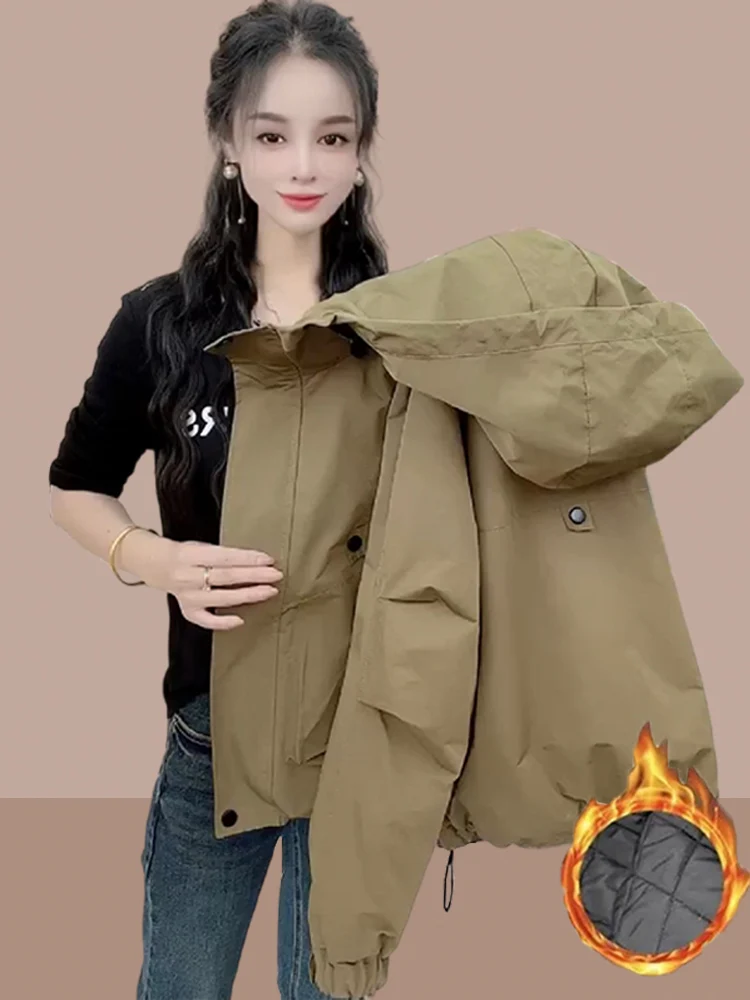 Утепленная популярная куртка на флисовой подкладке, осень и зима 2024 ...