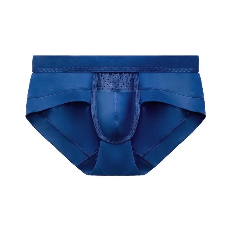 

Men's Modal Underwear Mid Waist Sexy Ice Silk Mesh Hollow Briefs Solid Color Boxers