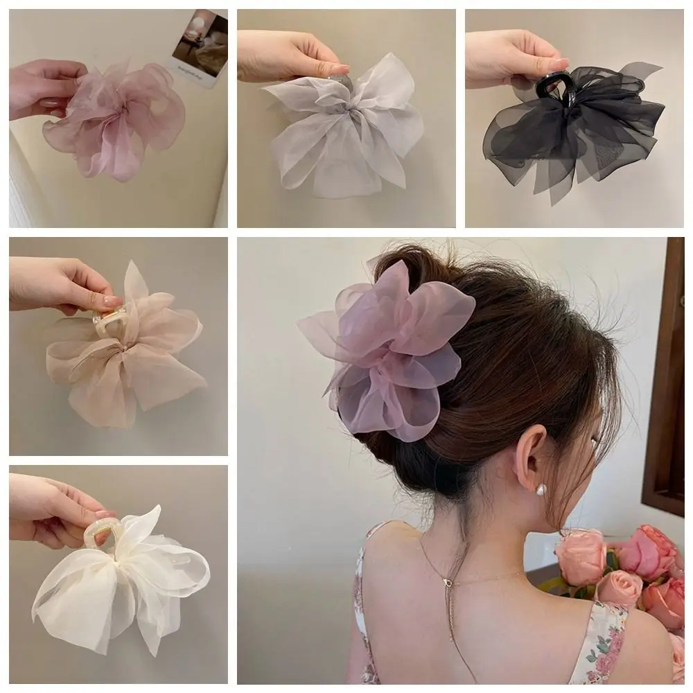 

Bowknot Princess Style Plastic Hairgrips Ponytail Holder Hair Crab Clip Bow Hair Claw Women Hair Clip Korean Shark Clip
