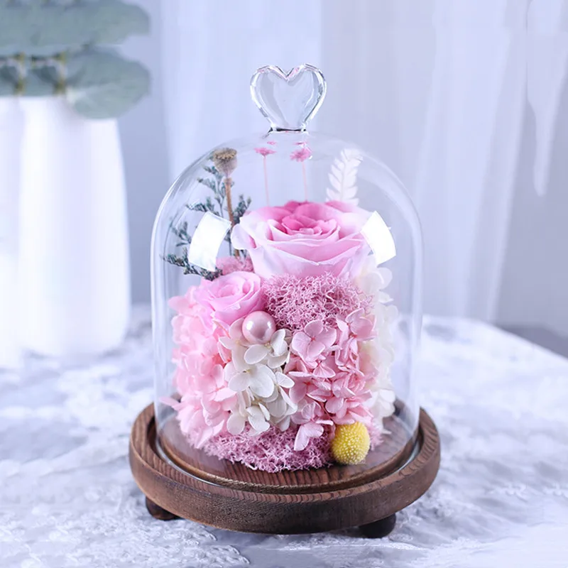 Стеклянная купольная ваза в форме сердца 12 х16 см