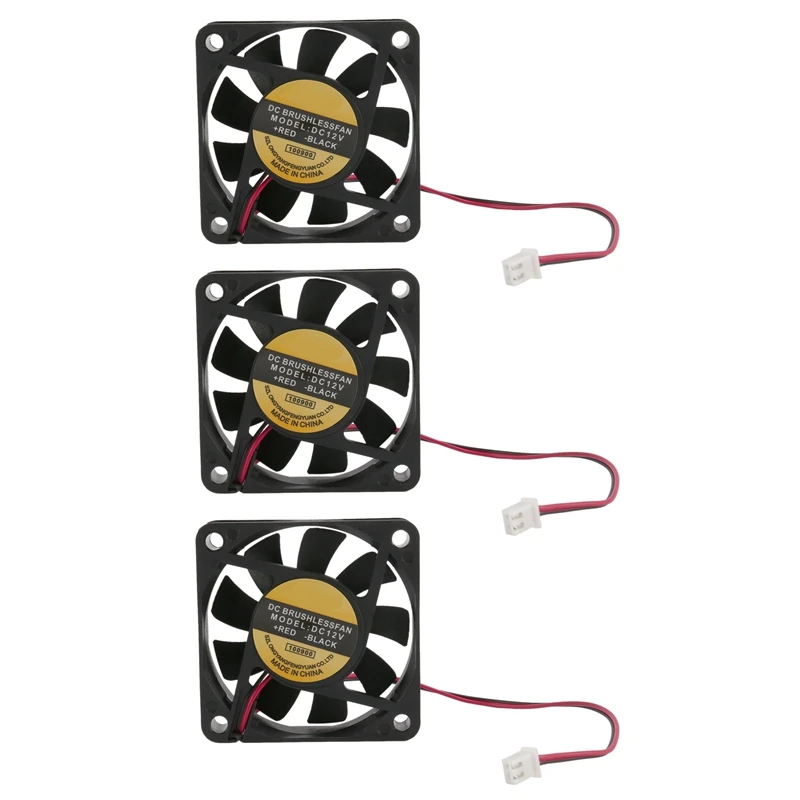 

3X DC 12V 2Pins Cooling Fan 60Mm X 15Mm For PC Computer Case CPU Cooler