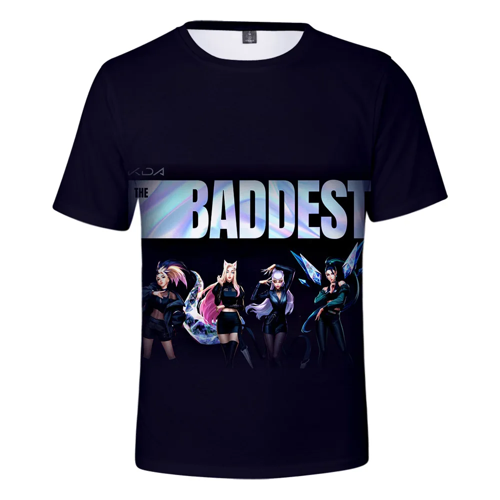 

Футболка с 3D-принтом игры Kda Baddest для женщин и мужчин, уличная одежда в стиле Харадзюку, смешная футболка в стиле хип-хоп, костюм для косплея а...