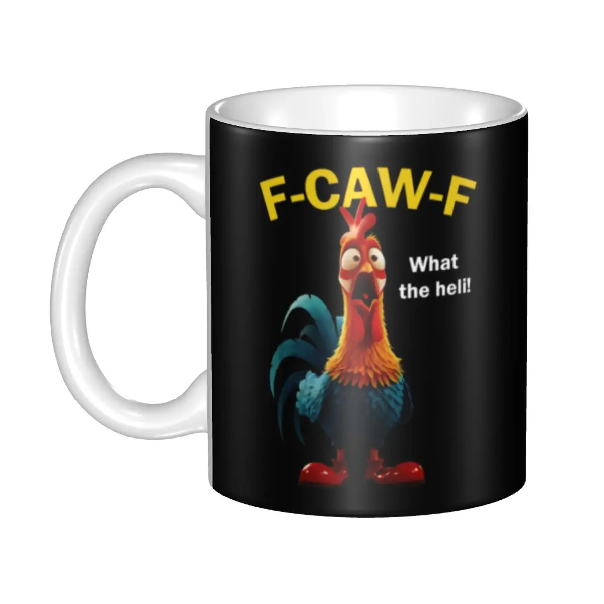 Фото Забавная керамическая кружка FCAWF с надписью F-Caw-F Chicken, персонализированная кофейная кружка, креативный подарок №3
