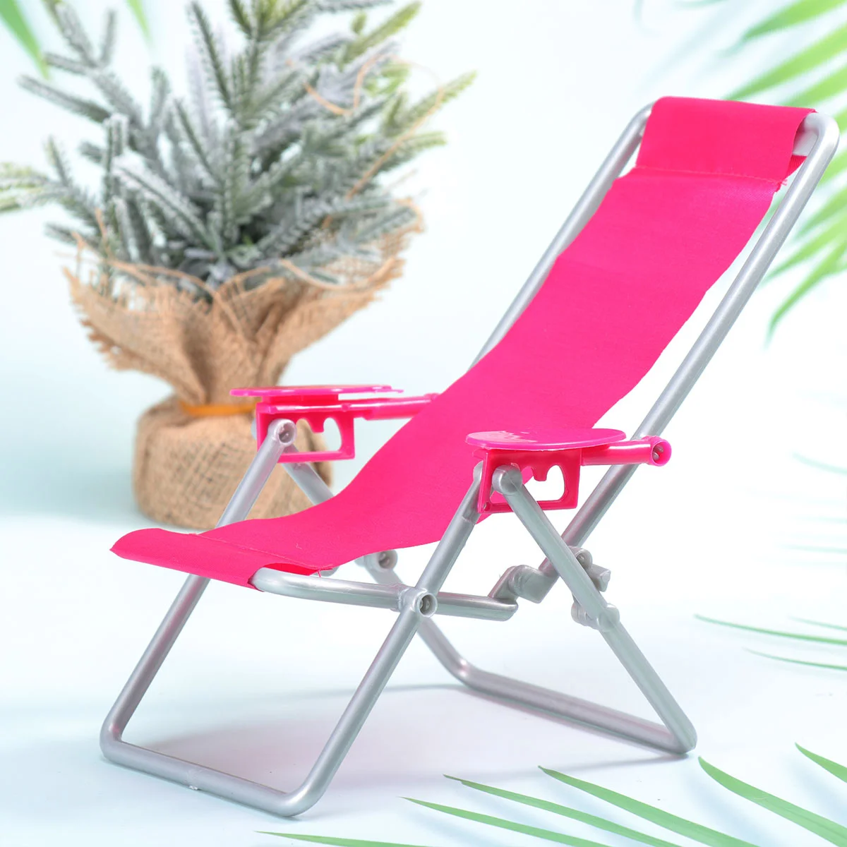 

2pcs miniature beach chair Folding Deck Chair Simulation Kids Beach Toys House Deck Lying Chair Home Beach Model beach