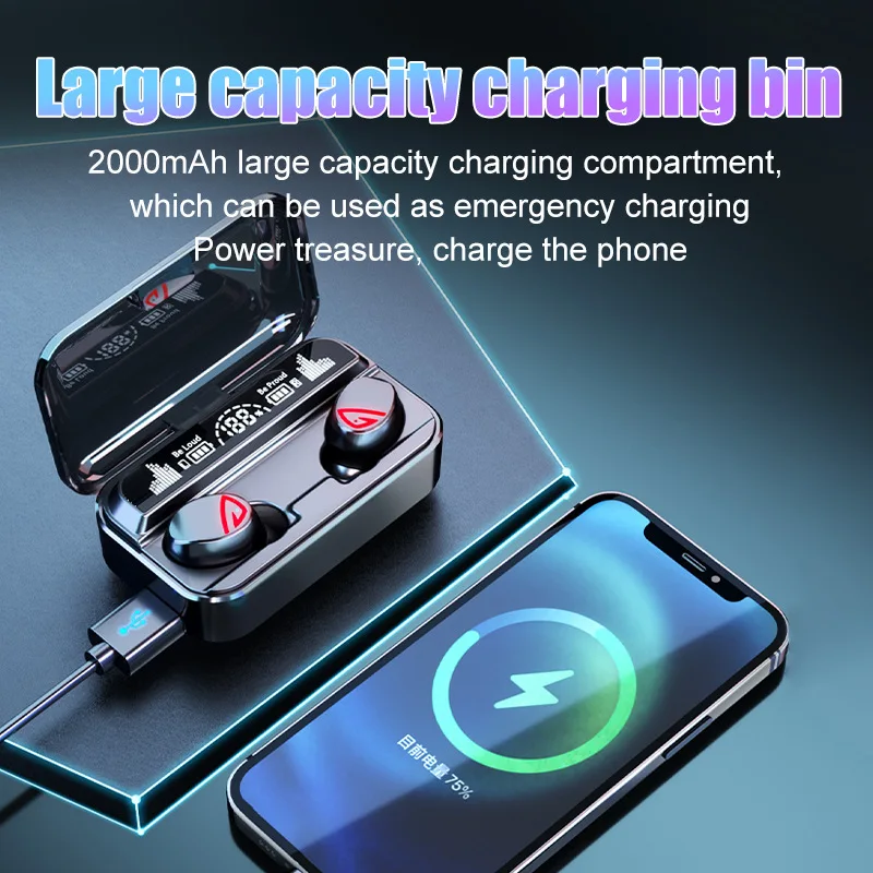 

Gamingheadset bluetooth headset binaural with charging compartment in-ear with digital display waterproof noise reduction sports