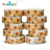 new 10pcslot 15mm x 10m romantic floral sunflower seamless scrapbook paper masking adhesive washi tape washi tape designer mask