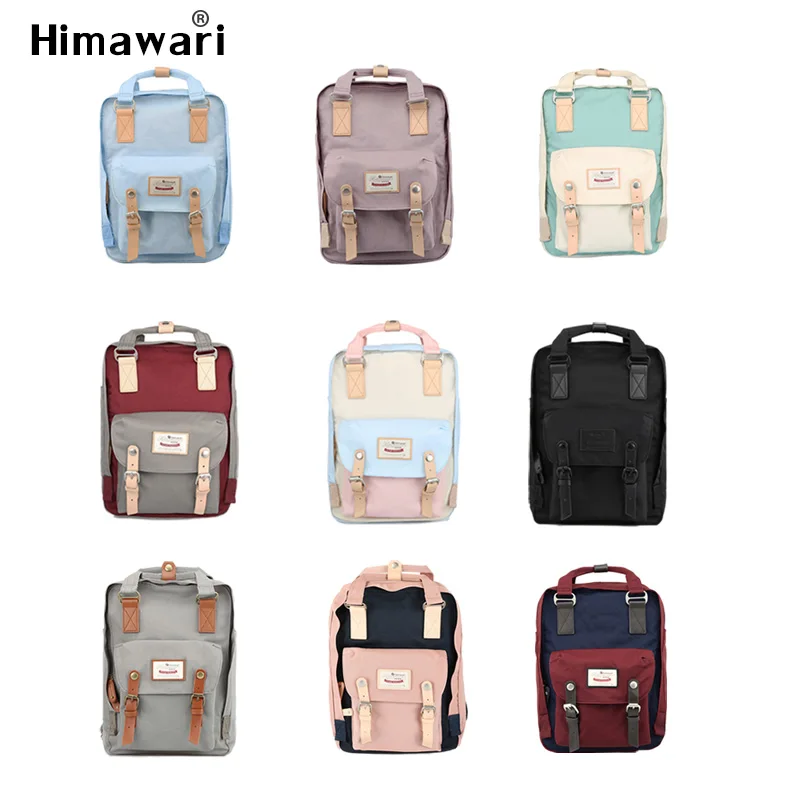 Himawari-Mochila de nailon impermeable para mujer, morral escolar de gran capacidad, bolsa...