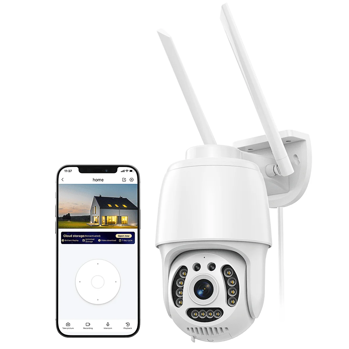 

Наружная камера видеонаблюдения, 3MP HD наружная камера Wifi камера домашней безопасности с обзором на 360 ° и мобильным приложением, полноцветна...