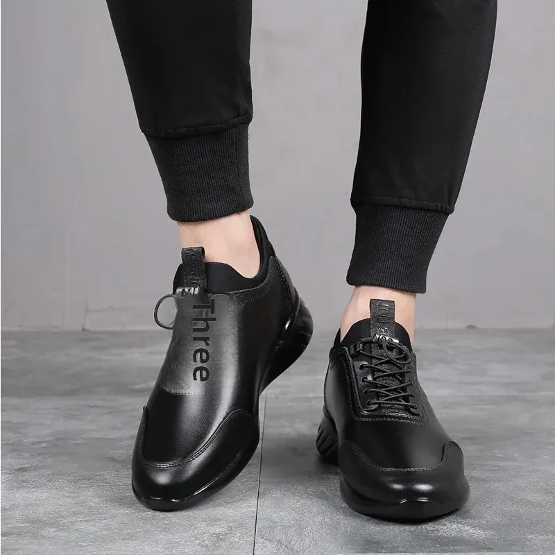 Мужские деловые двухслойные туфли коровья кожа дышащие повседневные высокие