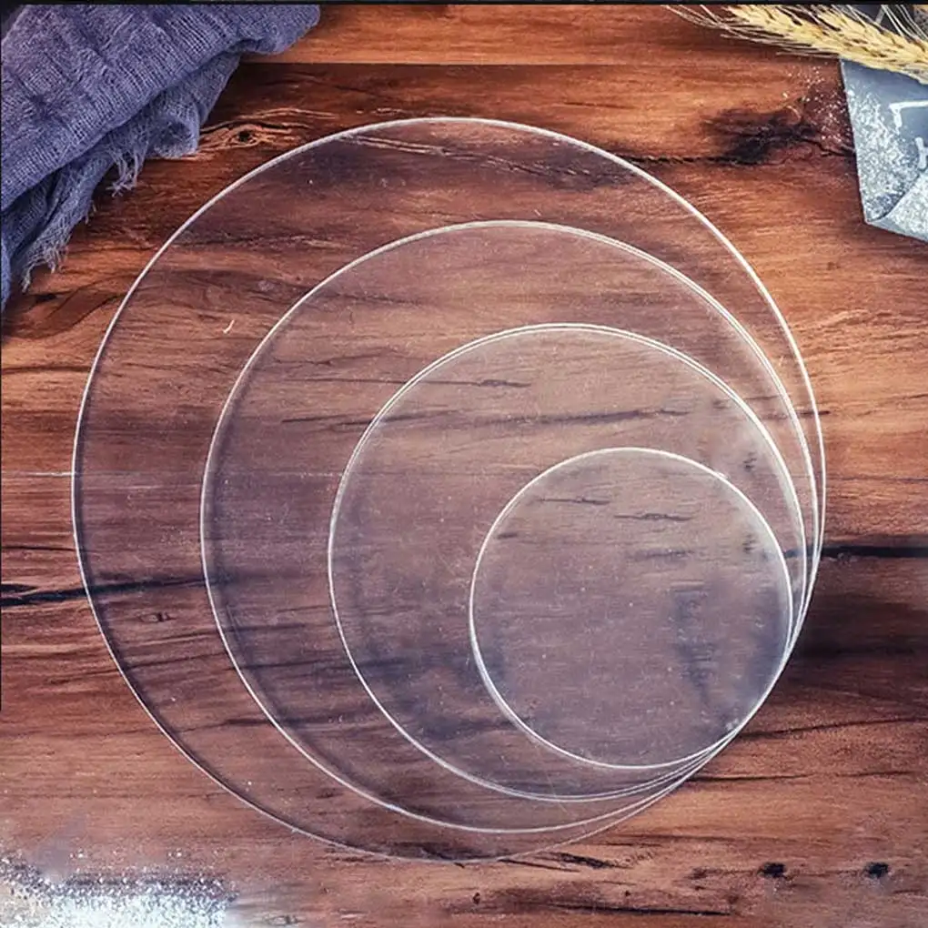 

2 Pieces Acrylic Cake Disk Washable Transparent Replacement Round Household Baking Tray Stand Tool Accessories 16cm