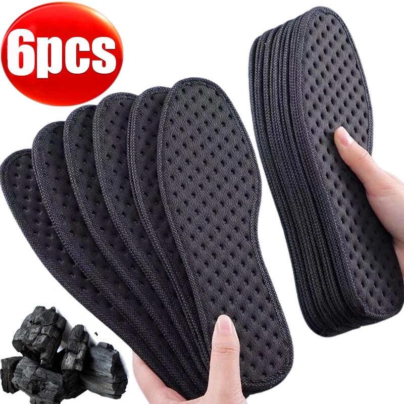 

6pcs Bamboo Charcoal Deodorant Insoles for Shoes Plant Antibacterial Breathable Sports Insole Absorb-Sweat Soles Shoes Pads