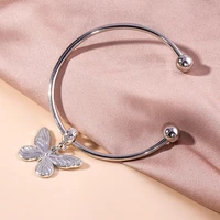 tibetan silver big elegant butterfly cuff bangle for women silver color ins design charm bracelets wrist jewelry