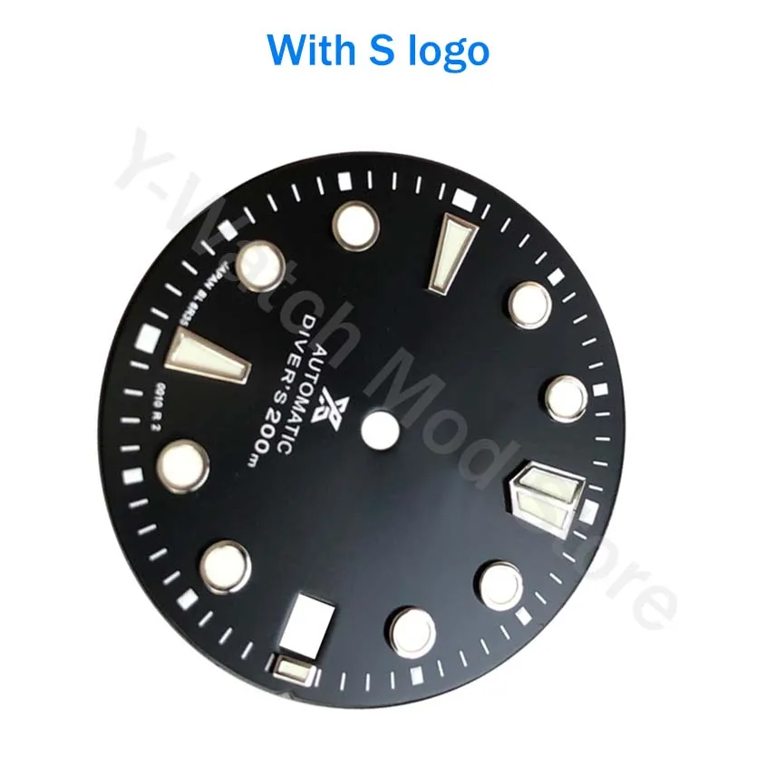 Nh35-seiko black dial with s logo new style mod watch NH35 CASE Skx007/009 Turtle Abalone 28.5mm