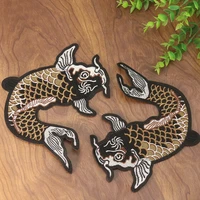 19cm large carp koi crucian carp fish scales and fins embroidery iron on patch sewing applique apparel patchwork crafts ornament