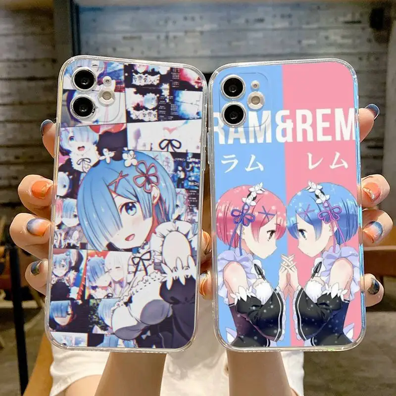 

Anime Re ZERO Rem Phone Case Transparent For iphone 13 12 11 Pro Max Mini X XR XS 7 8 6s plus phone Full Coverage Covers