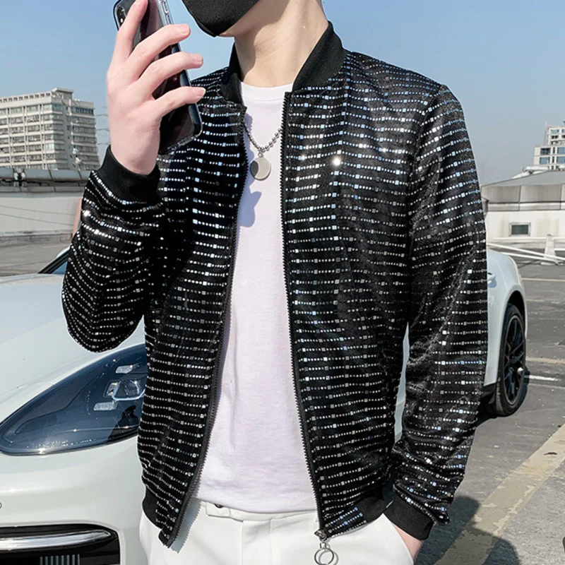

Chaqueta Man 2023 Spring Hombre Sunscreen Clothes Fashion Striped Jacket Night Clothes Hairstyle Division Jacket Sociology Coat