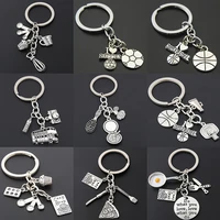 keychain cute key chain holder ring accessories basketball soccer keyring skate shoes cake cooker bag phone charm birthday gift