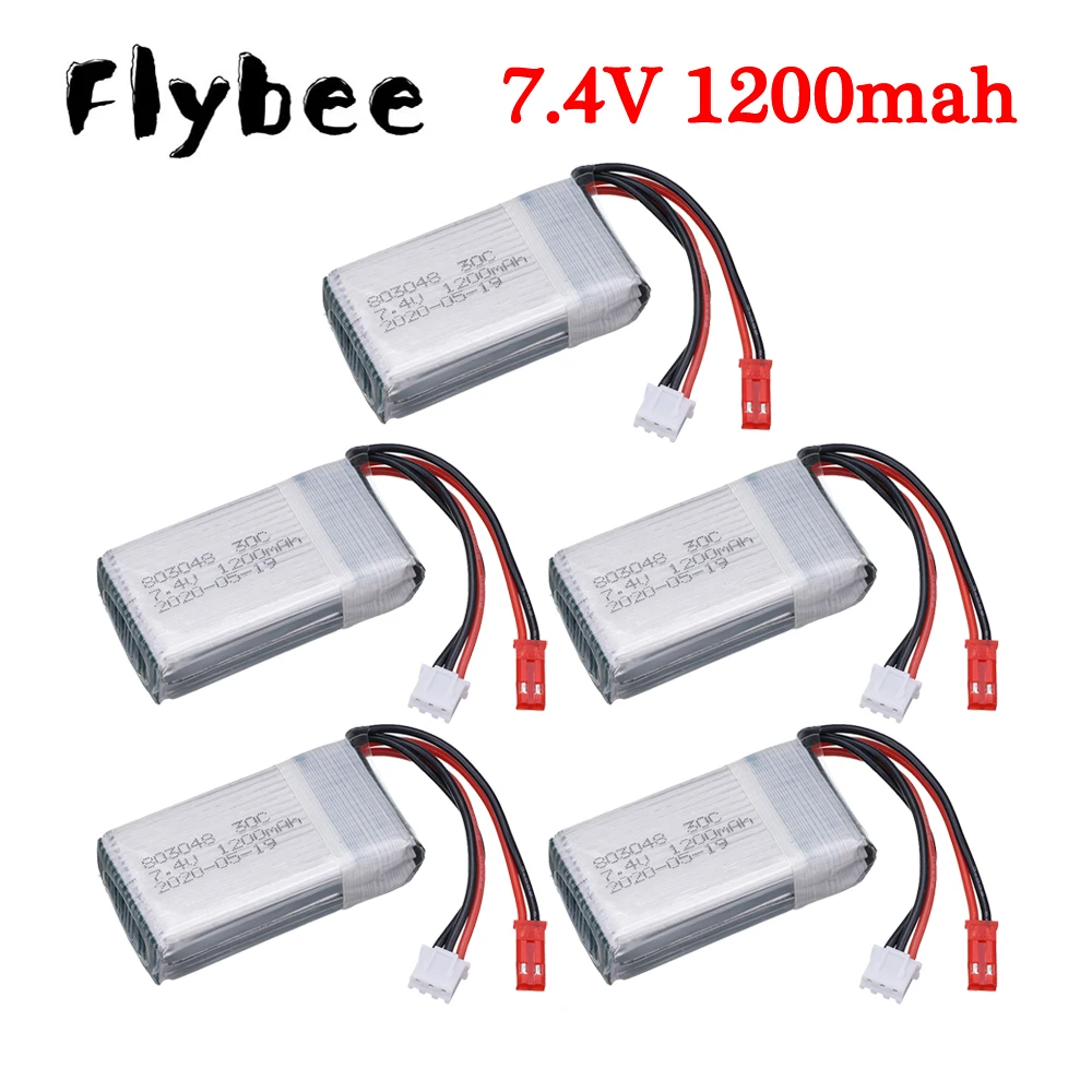 5 шт. 7,4 1200 мАч литий-полимерный аккумулятор JST pug для MJXRC X600 U829A U829X X600 F46 X601H JXD391 FT007, батарея для радиоуправляемого дрона 7,4 В