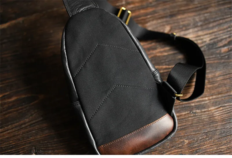 Outdoor daily natural genuine leather men's chest bag handmade weekend leisure luxury real cowhide youth sports cross-body bag
