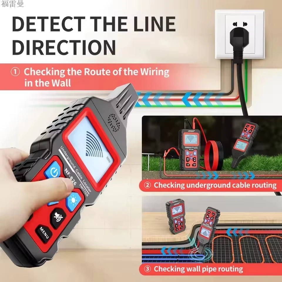 Фото Noyafa NF-826 Wire Tracker Портативный локатор телефонного кабеля Детектор подземных труб Профессиональный поиск кабелей №5