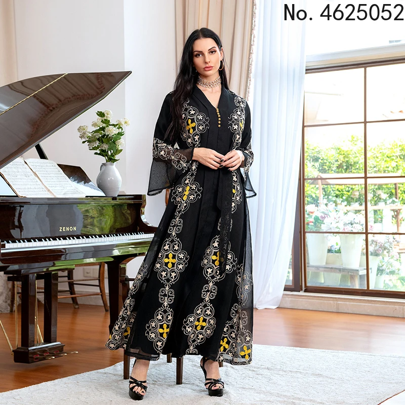 

Abayas For Women Dubai Turkish Bangladesh Long Sleeve Dresses Muslim Fashion Kaftan Kimono Eid Mubarak Islamic Clothing Robes