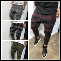 autumn leggings mens square check 3d digital printed casual pants gradient fashion sportswear mens