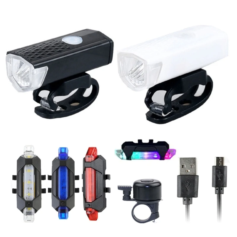 

Комплект велосипедных фонарей с зарядкой через USB, практичный передний и задний фонарь для велосипеда, простота установки, велосипедные акс...