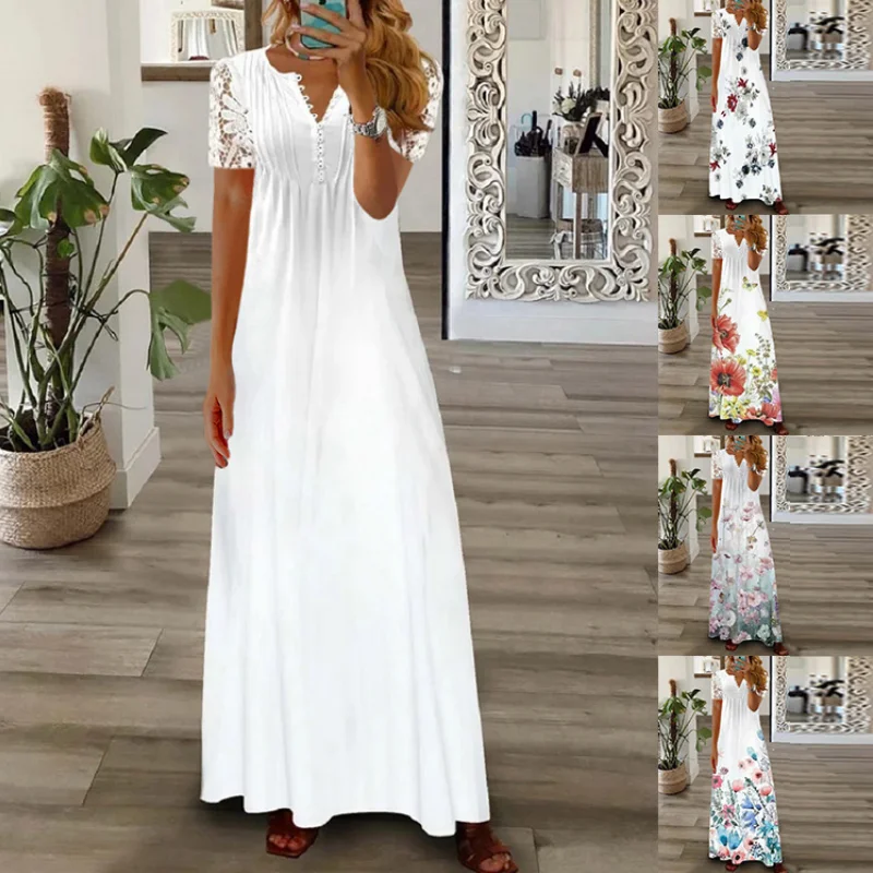 Женское платье-трапеция с V-образным вырезом