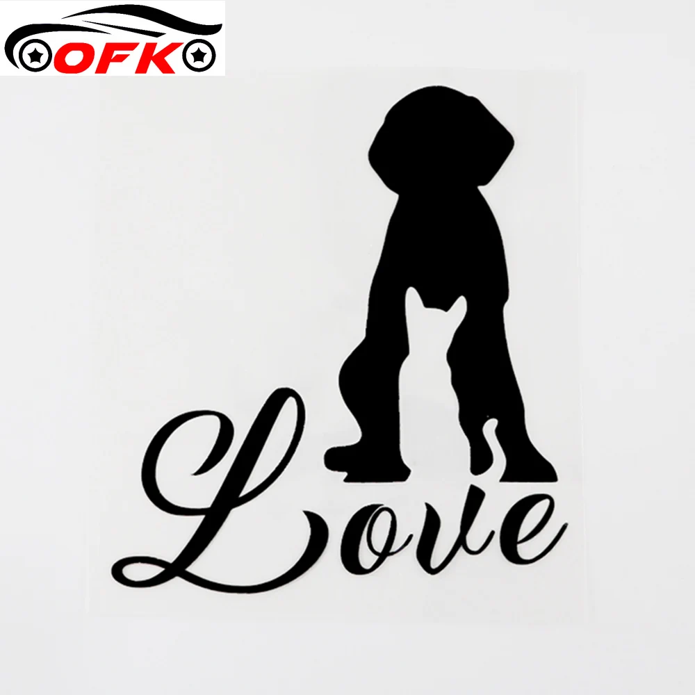

Креативная виниловая наклейка на автомобиль с изображением животного кота собаки любви черная/серебряная наклейка 13,6 см * 15 см