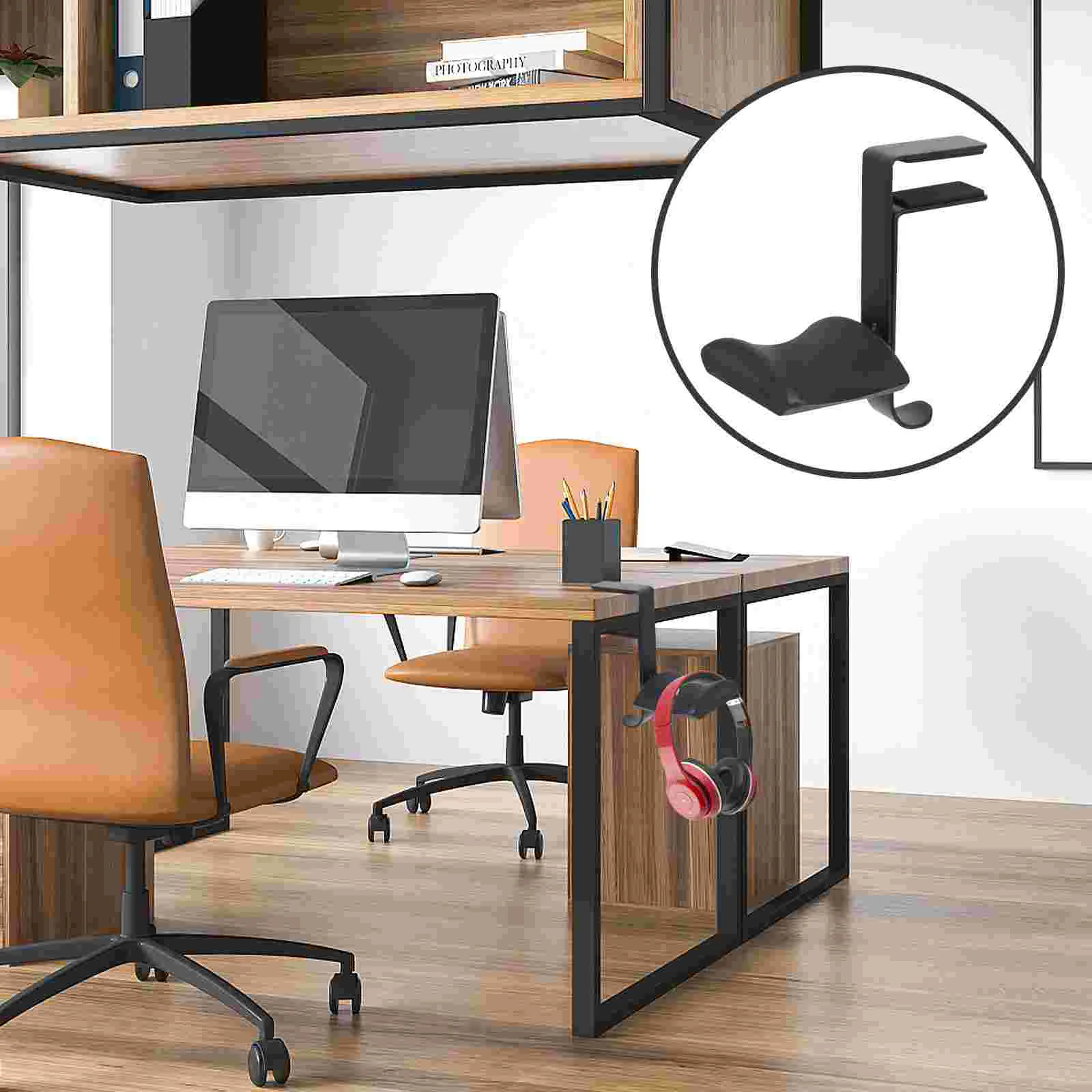 

Headphone Holder Headset Hanger Stand Earphone Desk Table Hook Rack Display Gaming Mount Adjustable Wood Clamp Desktop