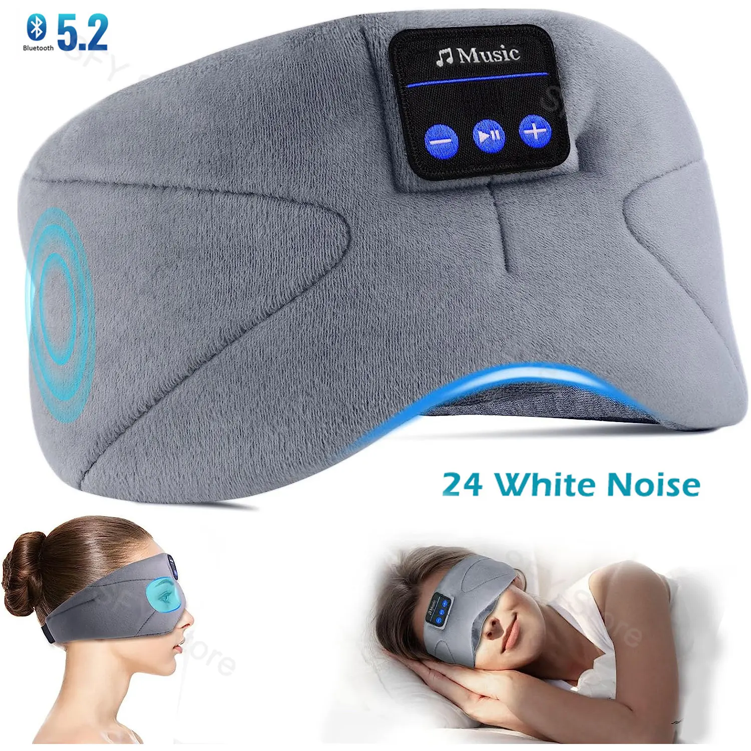 

Bluetooth Sleep Mask,Sleeping Headphones 20 White Noise Blackout Light With Ice-Feeling Extra Lining Sleep Eye Mask Headband