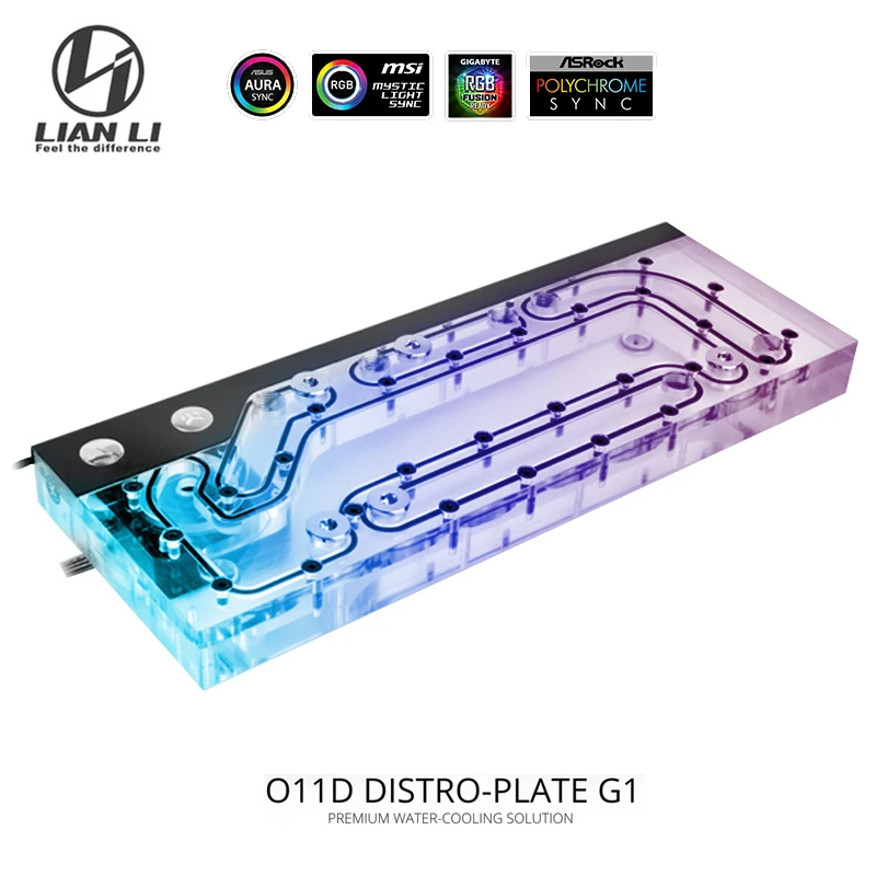 LIANLI O11D Distro Plate G1, DDC 3.1 PWM Pump + Waterway Board For Dynamic XL Case Dual GPU Water Cooling Program, 5V ARGB M/B