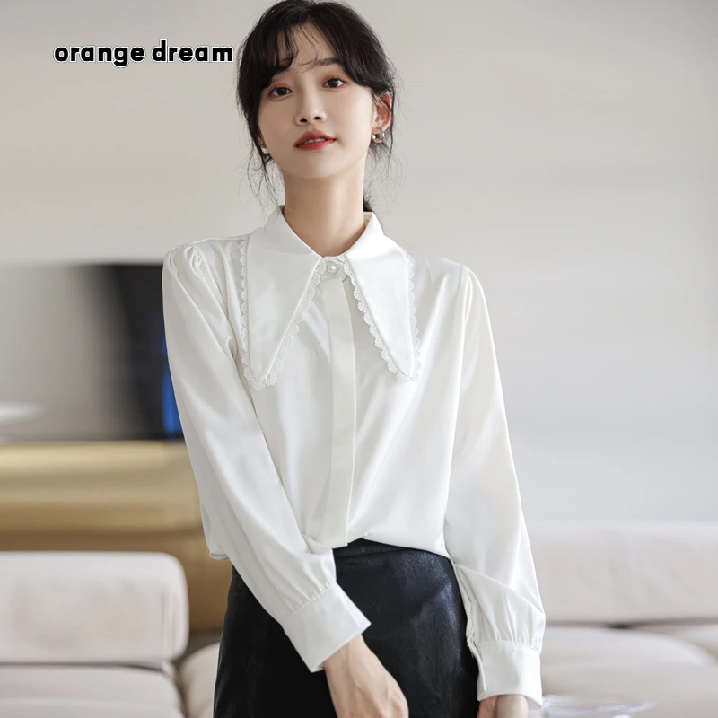 

Women Blouses 2022 Top Women's White Chiffon Women's Shirt Female Spring New Long Sleeve Shirt Korean Loose Design Niche Top