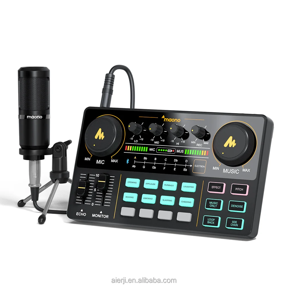 

MAONO Professional Audio Interface Podcast Equipment Bundle Sound Card Mixer Studio Music Production Cards